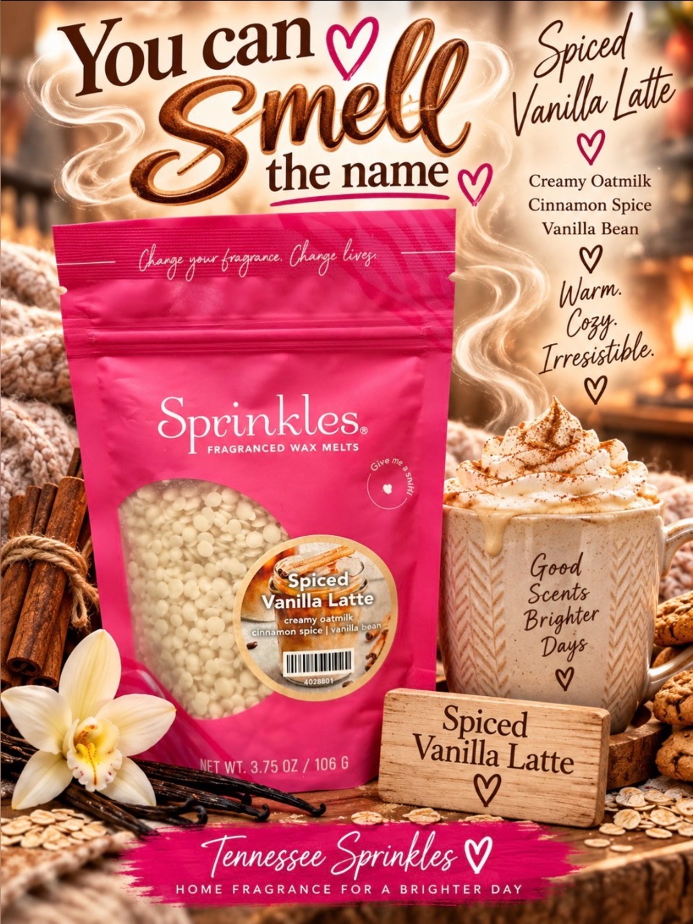 Pink Zebra Spiced Vanilla Latte 3.75oz Bag of Wax Melts